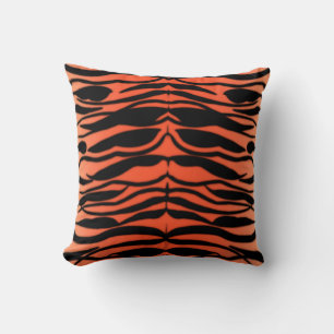 Cojín Decorativo Patrón de rayas de piel de tigre en naranja papaya