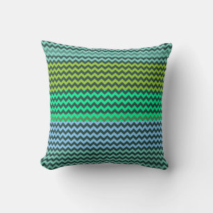 Cojín Decorativo Patrón de rayas de zigzag de chevron verde y de fá