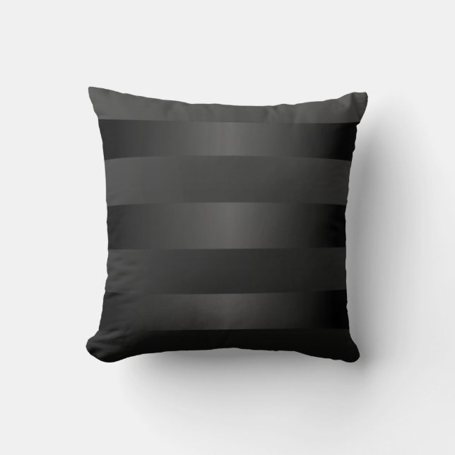 Cojín Decorativo Patrón de rayas grises negras (Anverso)