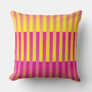 Cojín Decorativo Patrón de rayas naranja amarillo rosa