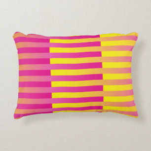Cojín Decorativo Patrón de rayas naranja amarillo rosa