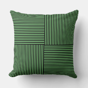 Cojín Decorativo Patrón de rayas negras verdes