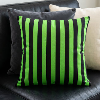 Cojín Decorativo Patrón de rayas negro y verde lima