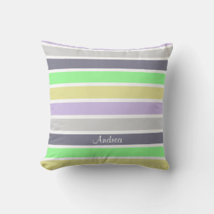 Cojín Decorativo Patrón de rayas pastel personalizadas