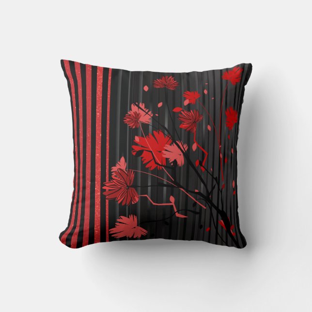 Cojín Decorativo Patrón de rayas rojas Art Deco (Anverso)