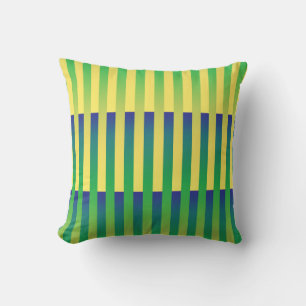 Cojín Decorativo Patrón de rayas verde amarillo azul
