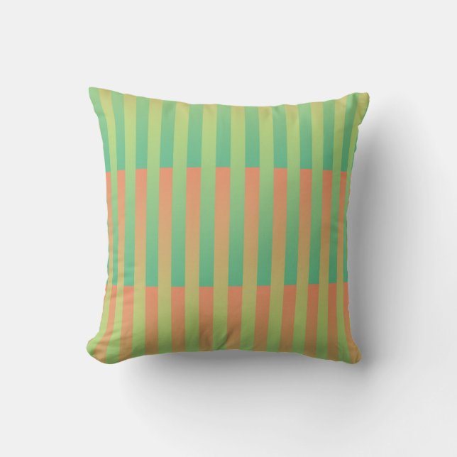 Cojín Decorativo Patrón de rayas verde naranja (Anverso)