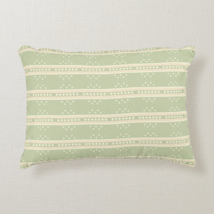 Cojín Decorativo Patrón de rayas verde neblinoso y amarillo crema