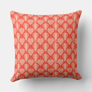 Cojín Decorativo patrón de rayas verticales naranja rojo con corazó