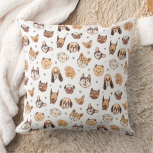 Cojín Decorativo Patrón de razas de perros lindos 
