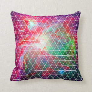 Cojín Decorativo Patrón de red de nebulosa verde rosa