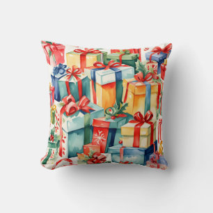 Cojín Decorativo Patrón de regalos de Navidades coloridos