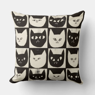 Cojín Decorativo Patrón de rejilla de gato retro