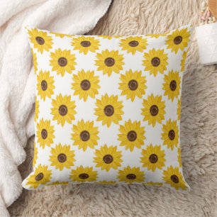 Cojín Decorativo Patrón de rejilla de girasoles dorados