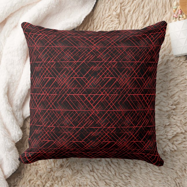 Cojín Decorativo Patrón de rejilla roja y negra (Manta)