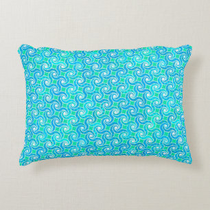 Cojín Decorativo Patrón de remolino abstracto - Azul, verde jade y