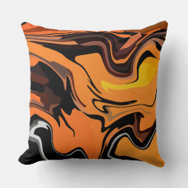 Cojín Decorativo Patrón de remolino abstracto naranja intenso