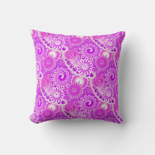 Cojín Decorativo Patrón de remolino fractal, tonos de orquídea