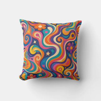 Cojín Decorativo Patrón de remolino psicodélico retro groovy