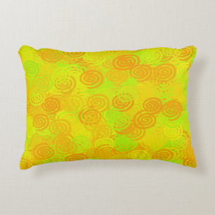 Cojín Decorativo Patrón de Remolinos Amarillo Verde Naranja