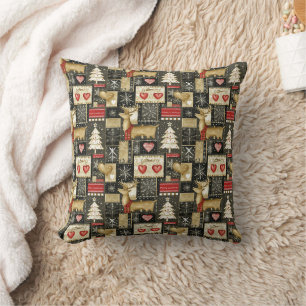 Cojín Decorativo Patrón de renos de Navidades pequeños