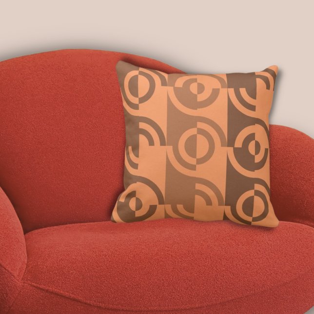 Cojín Decorativo Patrón de repetición de fragmentos de círculo Nara (Modern Orange Circle Fragments Repeat Pattern Throw Pillow)