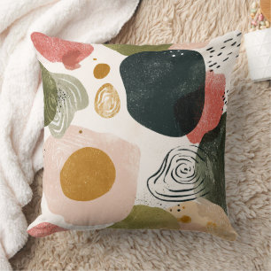 Cojín Decorativo Patrón de resumen de boho orgánico en tono silenci