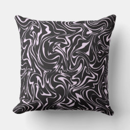 Cojín Decorativo Patrón de resumen de mármol negro y rosa tira a Pi