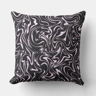 Cojín Decorativo Patrón de resumen de mármol negro y rosa tira a Pi