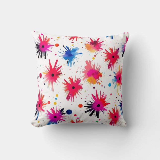 Cojín Decorativo Patrón de resumen de ráfagas vibrantes (Anverso)