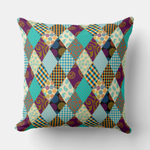 Cojín Decorativo Patrón de retracción Geométrica Replante Azul Púrp