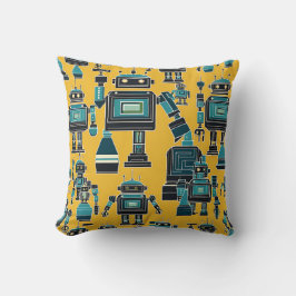 Cojín Decorativo Patrón de robots (Marzo de las máquinas)