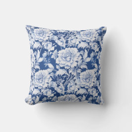 Cojín Decorativo Patrón de rosa de repetición blanco/azul pálido