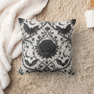Cojín Decorativo Patrón de Rosa Gótica Oscura (3)