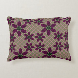 Cojín Decorativo Patrón de rosa púrpura oscura: elegante flora de c