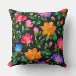 Cojín Decorativo Patrón de Rosas de color salvaje