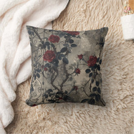 Cojín Decorativo Patrón de Rosas de Jardín Gótico de Victoria
