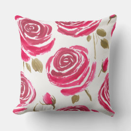 Cojín Decorativo patrón de rosas pintadas de rojo