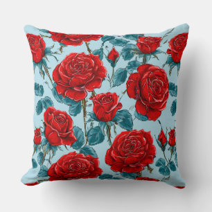Cojín Decorativo Patrón de rosas rojas