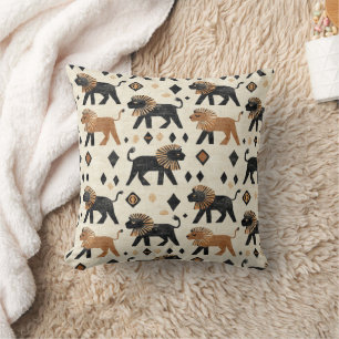 Cojín Decorativo Patrón de safari tribal león boho
