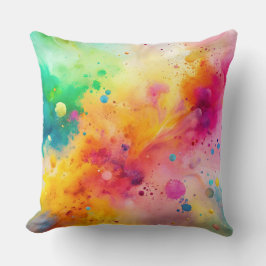 Cojín Decorativo Patrón de salpicaduras de acuarela abstracta vibra