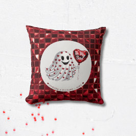 Cojín Decorativo Patrón de San Valentín fantasma del corazón rojo