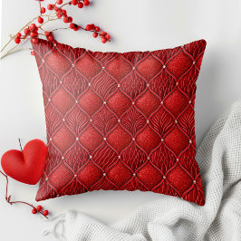 Cojín Decorativo Patrón de San Valentín Rojo Art Deco Glam