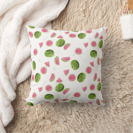 Cojín Decorativo Patrón de sandía verde y rosa de verano