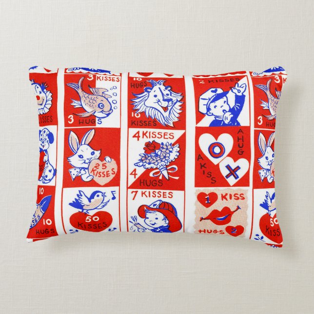Cojín Decorativo Patrón de sello vintage de San Valentín de los año (Reverso)