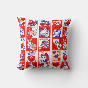 Cojín Decorativo Patrón de sello vintage de San Valentín de los año