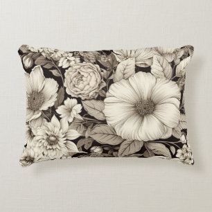 Cojín Decorativo Patrón de Sepia Floral Vintage (12)