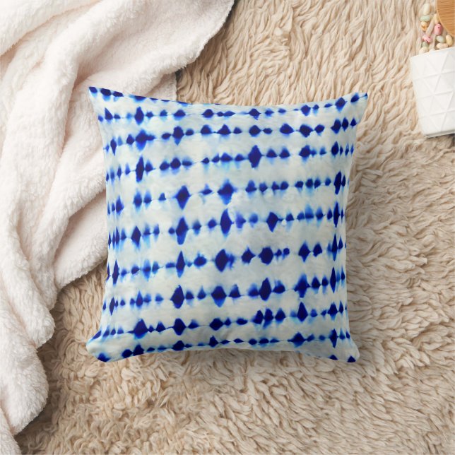 Cojín Decorativo Patrón de Shibori azul índigo (Manta)