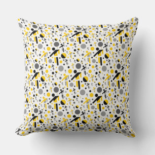 Cojín Decorativo Patrón de silueta de fútbol amarillo negro lindo