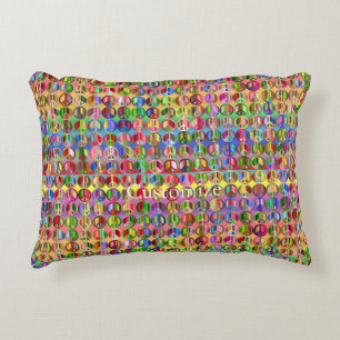 Cojín Decorativo patrón de símbolos de paz multicolor